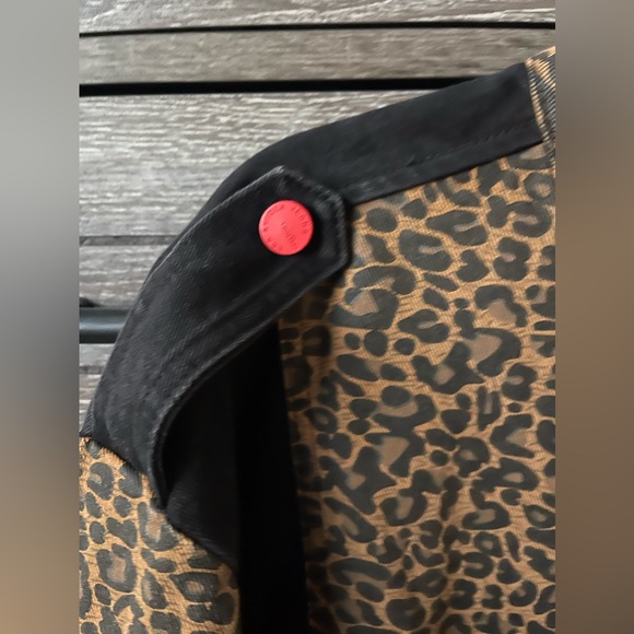 Saks Fifth Avenue Lea & Viola Leopard Denim Jacket Large Black Brown - Picture 8 of 10